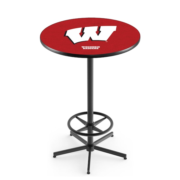 42" Black Wisconsin "W" Pub Table